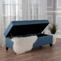 Fabric Storage Ottoman with Birch Legs