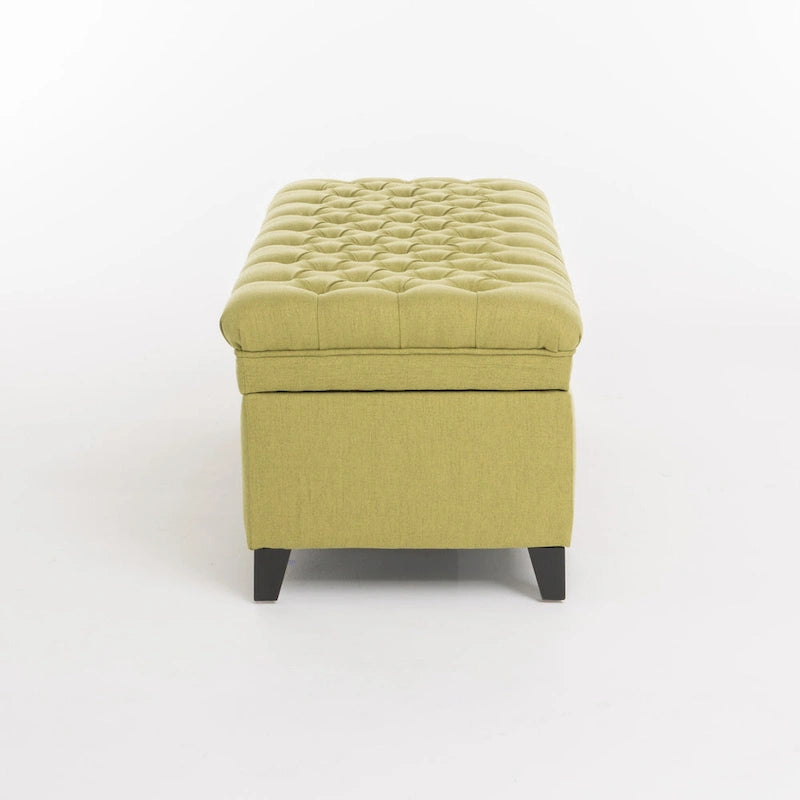 Fabric Storage Ottoman with Birch Legs