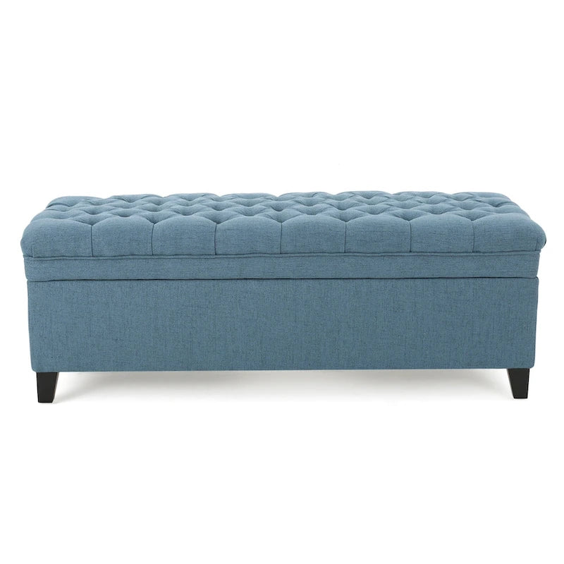 Fabric Storage Ottoman with Birch Legs