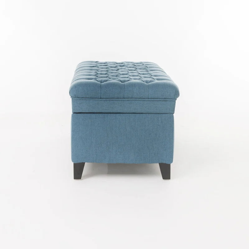 Fabric Storage Ottoman with Birch Legs