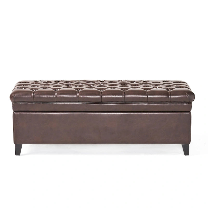 Fabric Storage Ottoman with Birch Legs