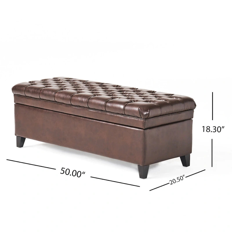 Fabric Storage Ottoman with Birch Legs