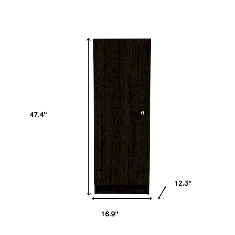 47 Black Wood Pantry Or Storage Closet - 16.9' X '47.4' X '12.3