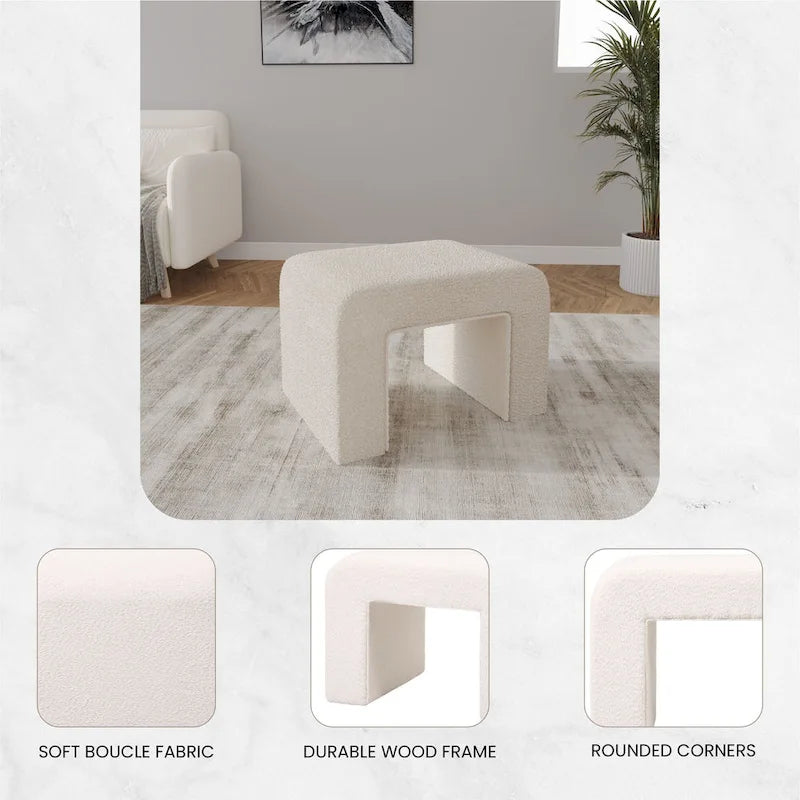 26 Modern Bench Upholstered in Velvet or Boucle With Padded Foam Seat for Living Room Bedroom Home Office
