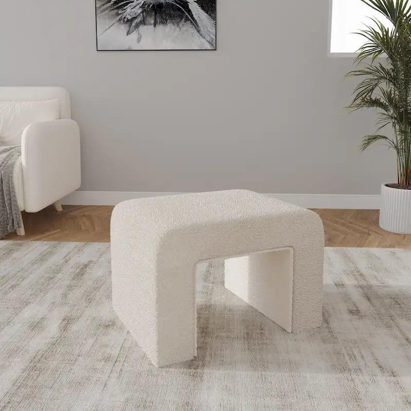 26 Modern Bench Upholstered in Velvet or Boucle With Padded Foam Seat for Living Room Bedroom Home Office