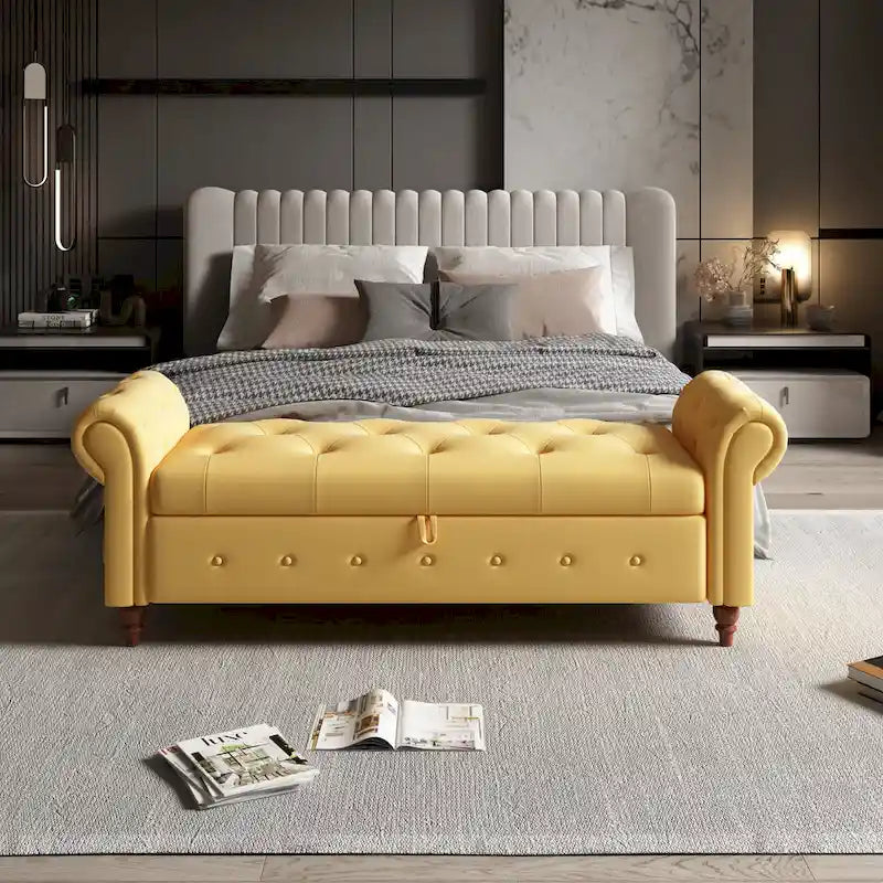 63 Bed Bench Entryway Storage Bench for Living Room Bedroom