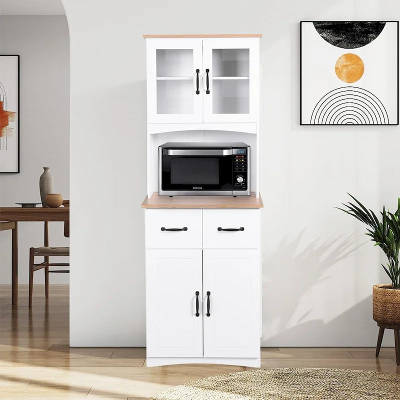 70 Tall Kitchen Pantry, Storage Cabinet with Countertop - 23.62Lx15.75Wx66.9H