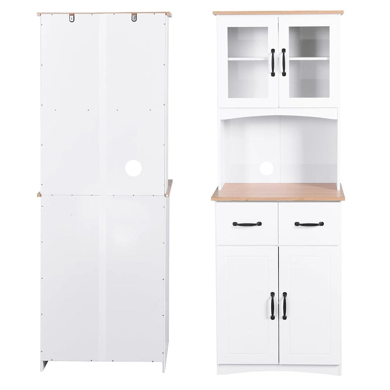 70 Tall Kitchen Pantry, Storage Cabinet with Countertop - 23.62Lx15.75Wx66.9H