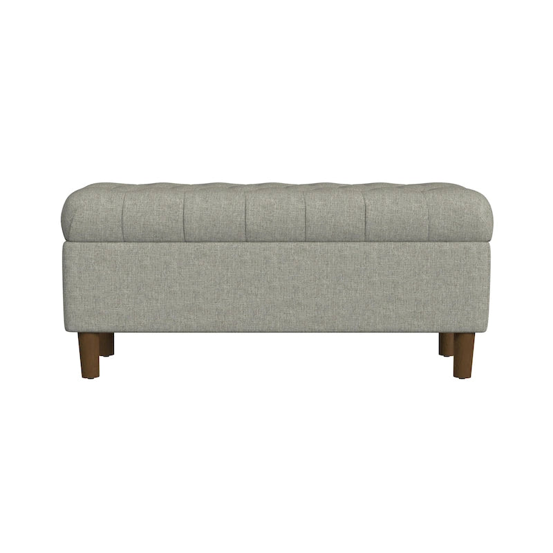 Button Tufted Top Storage Bench with Wood Legs
