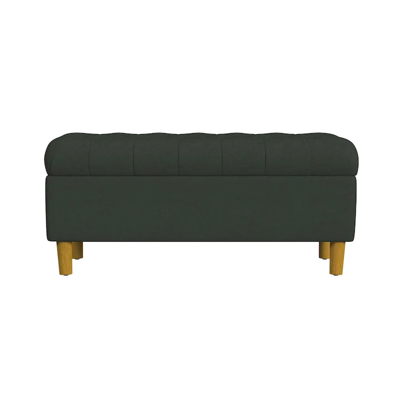 Button Tufted Top Storage Bench with Wood Legs