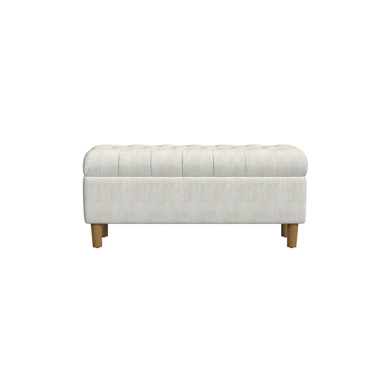 Button Tufted Top Storage Bench with Wood Legs