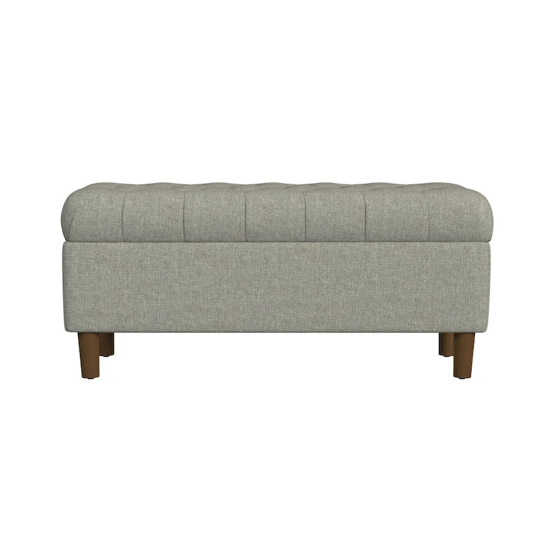 Button Tufted Top Storage Bench with Wood Legs