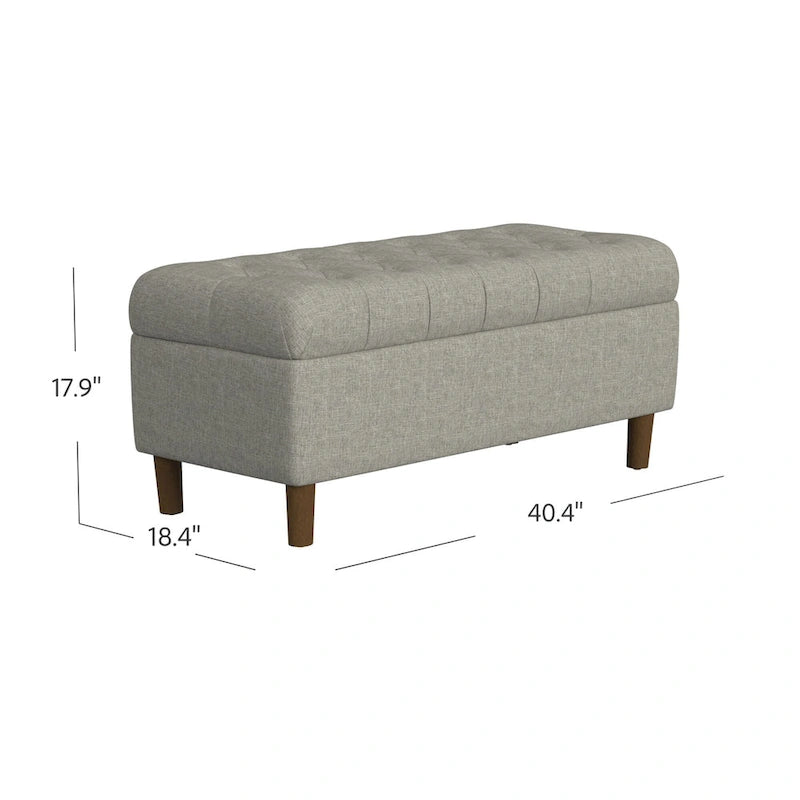 Button Tufted Top Storage Bench with Wood Legs