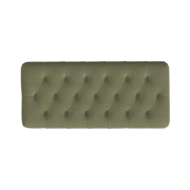 Button Tufted Top Storage Bench with Wood Legs