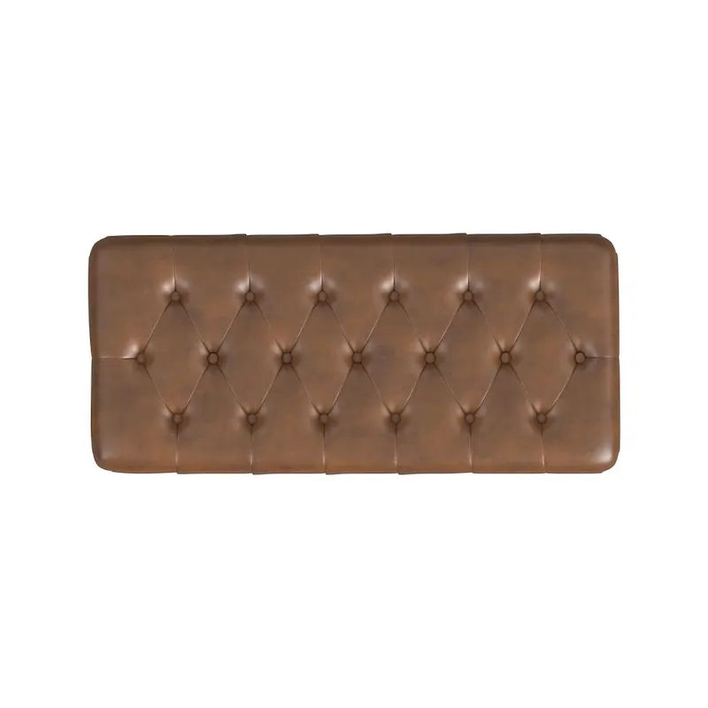 Button Tufted Top Storage Bench with Wood Legs