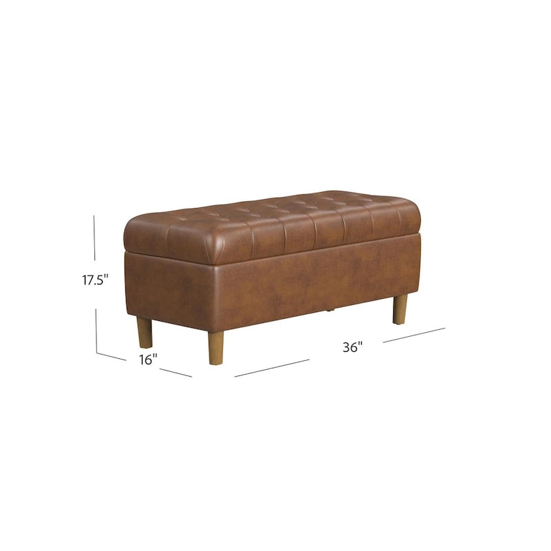 Button Tufted Top Storage Bench with Wood Legs