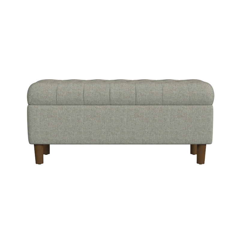 Button Tufted Top Storage Bench with Wood Legs