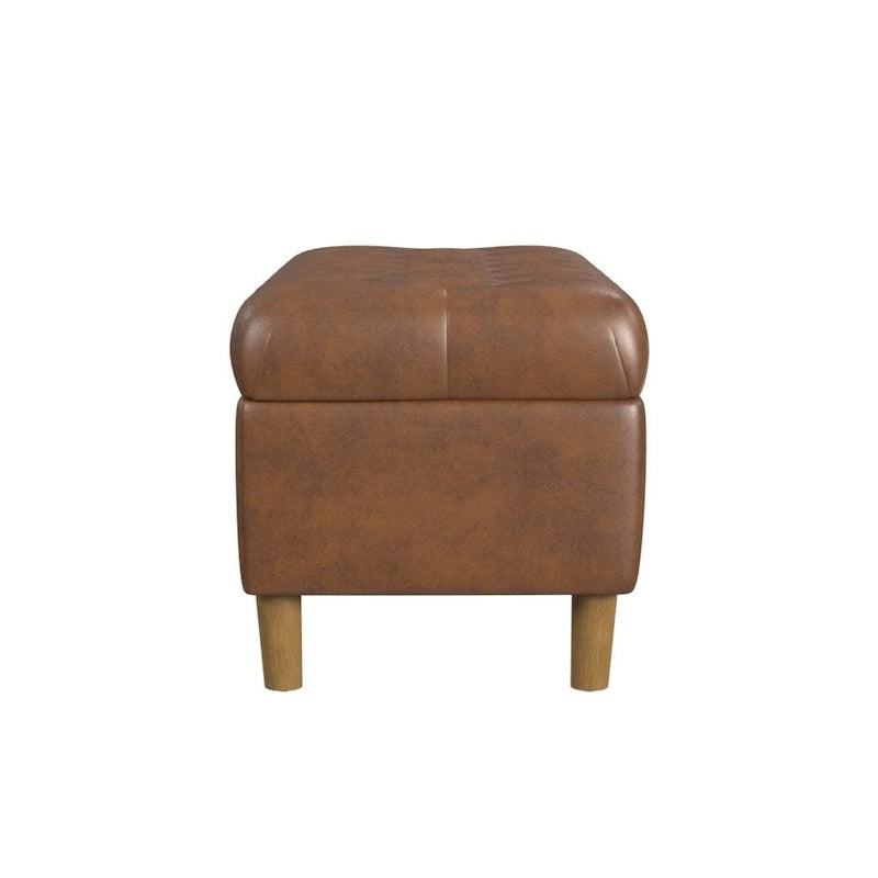 Button Tufted Top Storage Bench with Wood Legs