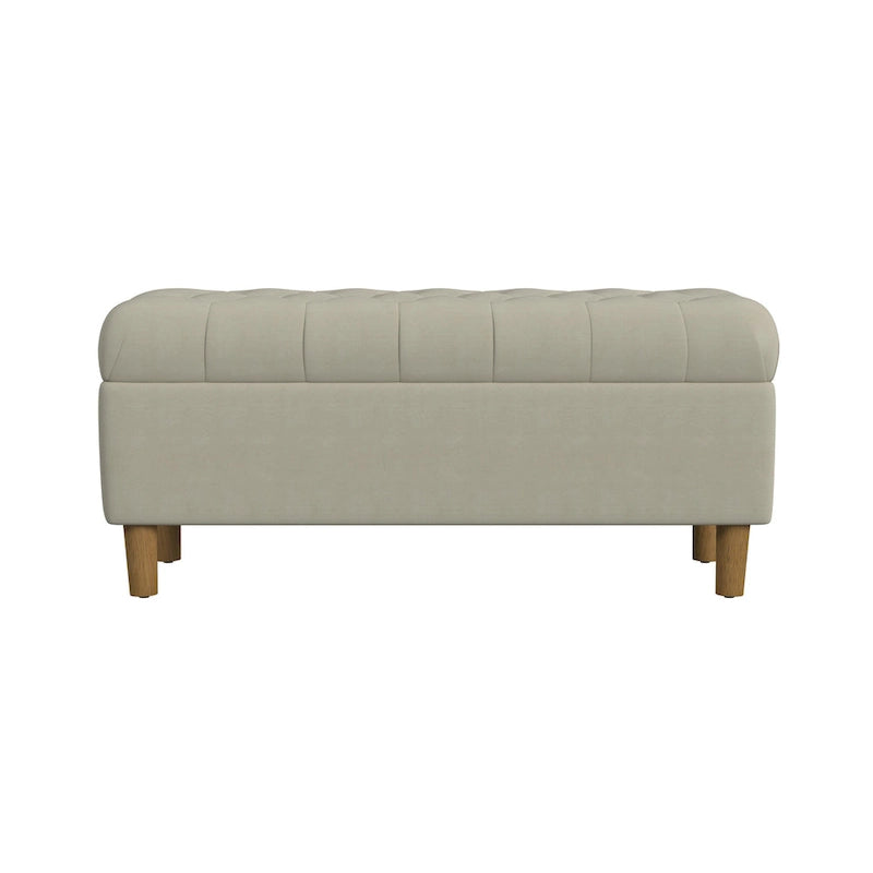 Button Tufted Top Storage Bench with Wood Legs