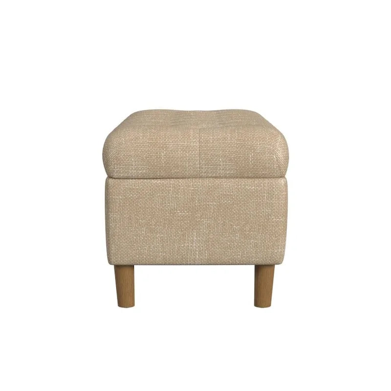 Button Tufted Top Storage Bench with Wood Legs