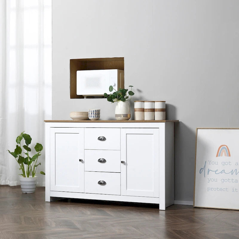 Kitchen Storage Sideboard with Adjustable Shelves, Dining Buffet Server Cabinet with 3 Drawers