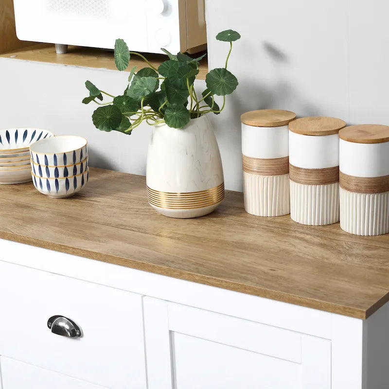 Kitchen Storage Sideboard with Adjustable Shelves, Dining Buffet Server Cabinet with 3 Drawers