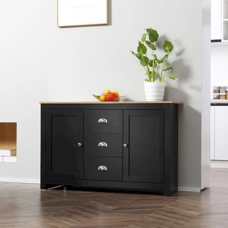 Kitchen Storage Sideboard with Adjustable Shelves, Dining Buffet Server Cabinet with 3 Drawers