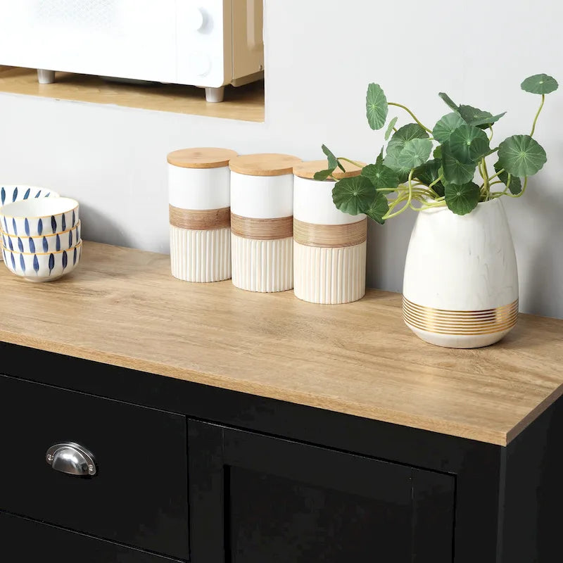 Kitchen Storage Sideboard with Adjustable Shelves, Dining Buffet Server Cabinet with 3 Drawers