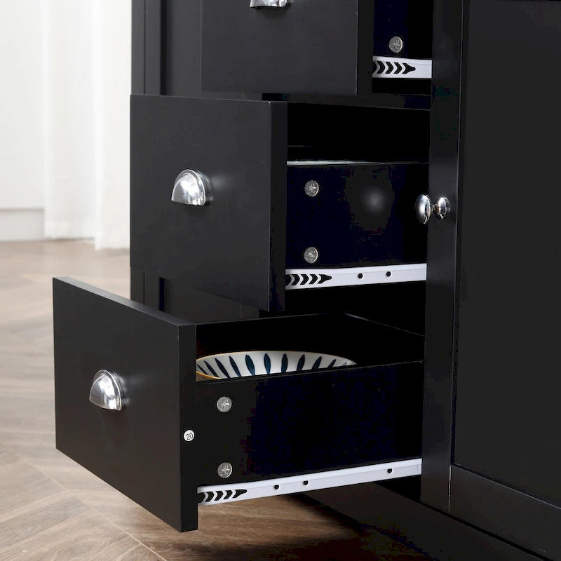 Kitchen Storage Sideboard with Adjustable Shelves, Dining Buffet Server Cabinet with 3 Drawers