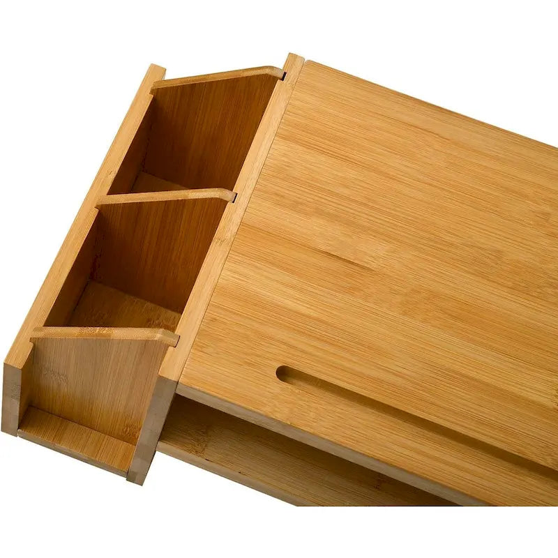 Support en bois pour écran d'ordinateur, organiseur de bureau avec tiroir