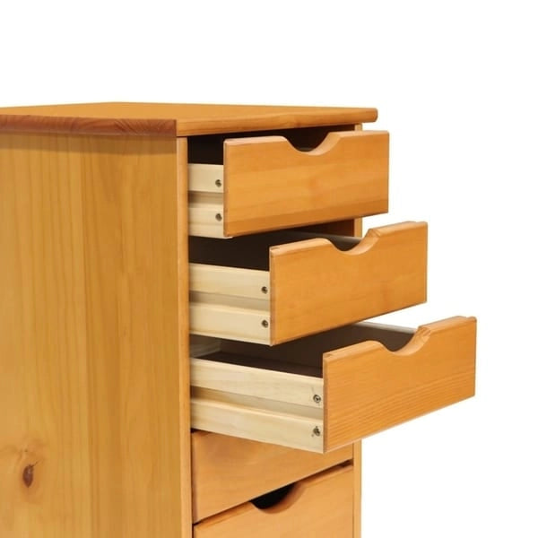 Original Roll Cart, Solid Wood, 6 Drawer Roll Cart, Med Pine