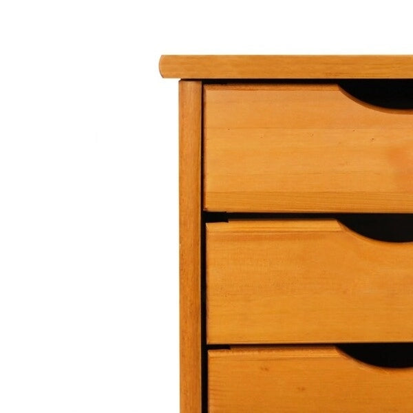 Carrello originale con ruote, in legno massello, con 6 cassetti, pino medio