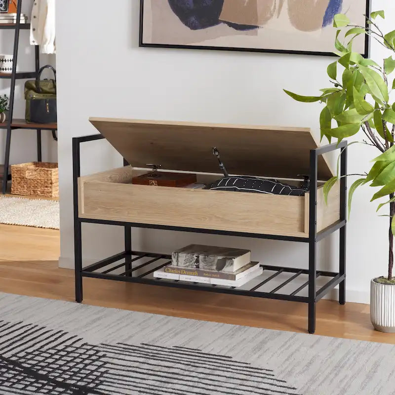 Upholstered Storage Bench with Hidden Compartment for Bedroom or Entryway