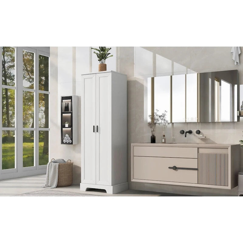 Storage Cabinet with Two Doors for Bathroom Office Adjustable Shelf MDF Board