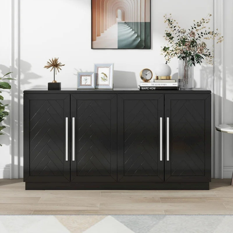 Sideboard with 4 Doors Large Storage Space Buffet Cabinet - N/A