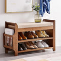 2-Tier Shoe Bench with Storage Shelf and Cushioned Seat