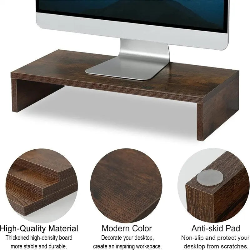20-Inch Monitor Stand Riser with Keyboard Storage, MDF Wood Desktop Organizer, Holds Up to 80 lbs