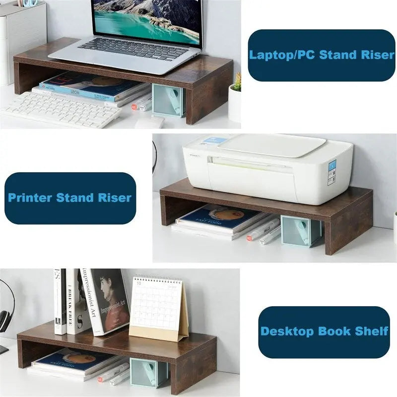 20-Inch Monitor Stand Riser with Keyboard Storage, MDF Wood Desktop Organizer, Holds Up to 80 lbs