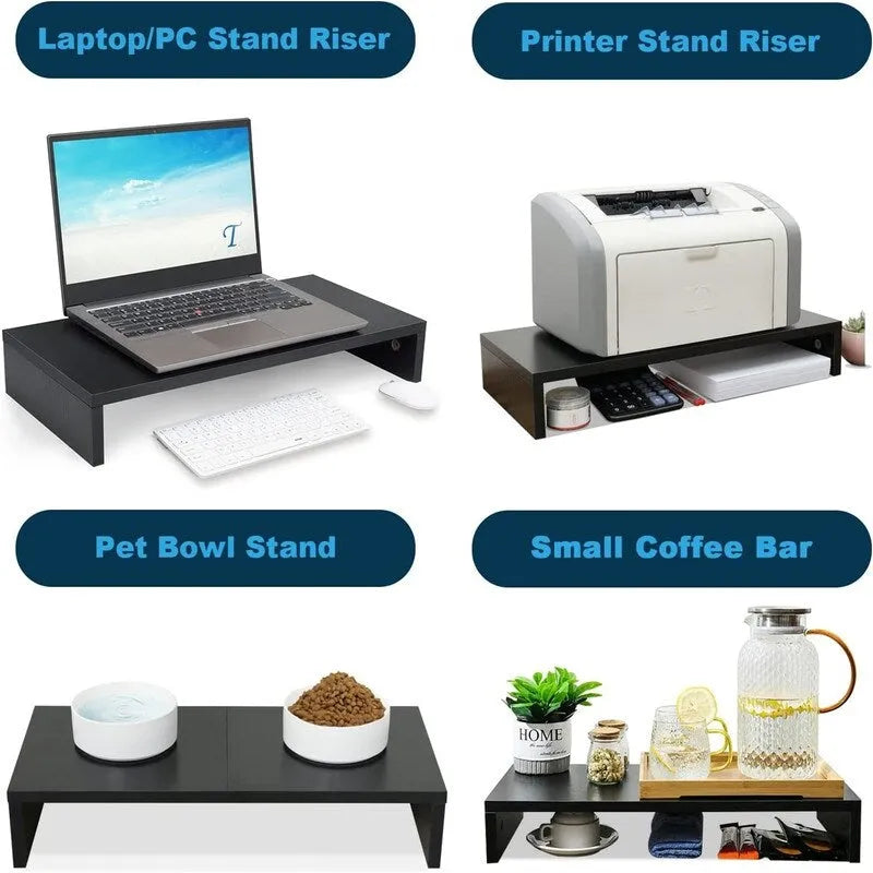 20-Inch Monitor Stand Riser with Keyboard Storage, MDF Wood Desktop Organizer, Holds Up to 80 lbs