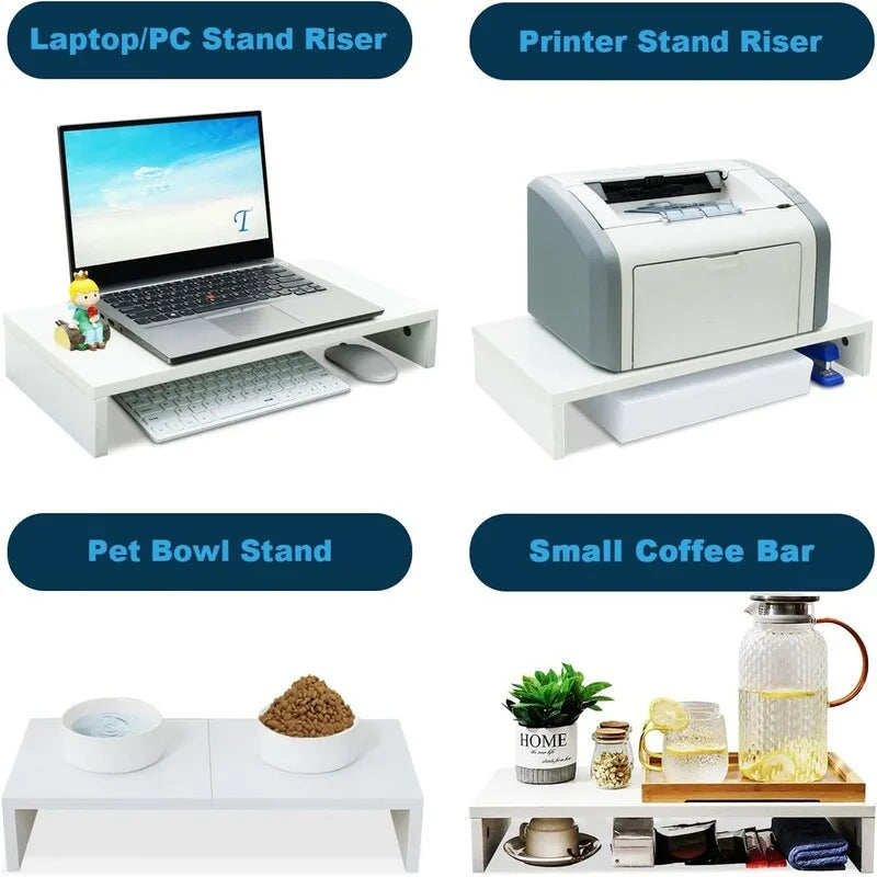 20-Inch Monitor Stand Riser with Keyboard Storage, MDF Wood Desktop Organizer, Holds Up to 80 lbs