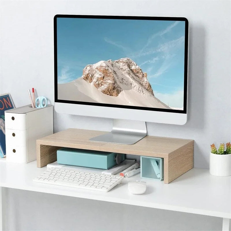 20-Inch Monitor Stand Riser with Keyboard Storage, MDF Wood Desktop Organizer, Holds Up to 80 lbs