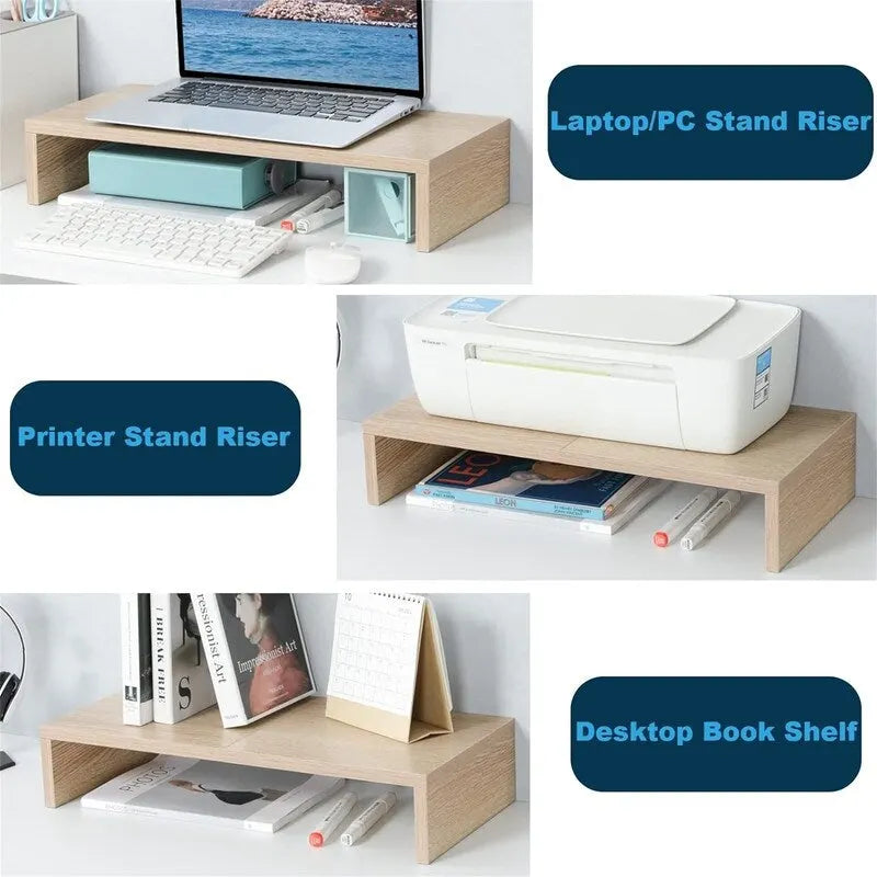20-Inch Monitor Stand Riser with Keyboard Storage, MDF Wood Desktop Organizer, Holds Up to 80 lbs