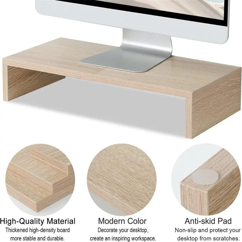 20-Inch Monitor Stand Riser with Keyboard Storage, MDF Wood Desktop Organizer, Holds Up to 80 lbs