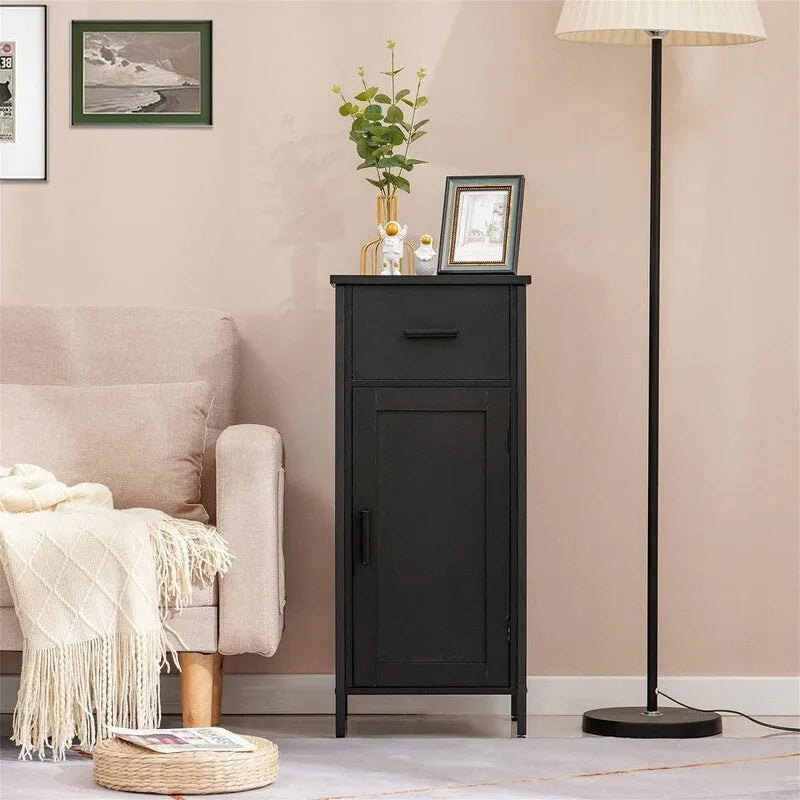 Narrow Floor Storage Cabinet with 1 Door and 1 Drawer