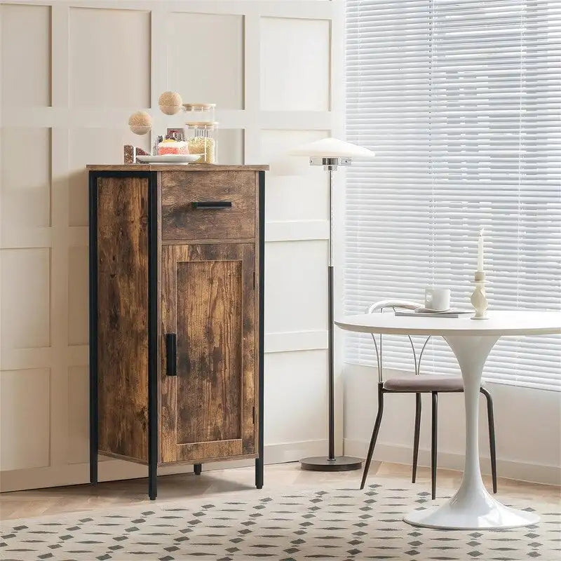 Narrow Floor Storage Cabinet with 1 Door and 1 Drawer