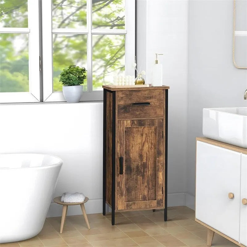 Narrow Floor Storage Cabinet with 1 Door and 1 Drawer