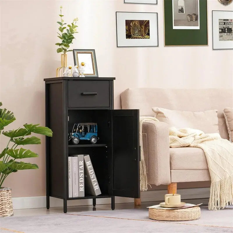 Narrow Floor Storage Cabinet with 1 Door and 1 Drawer