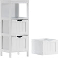 Freestanding Bathroom Storage Cabinet with Adjustable Shelves and Double Doors, White MDF