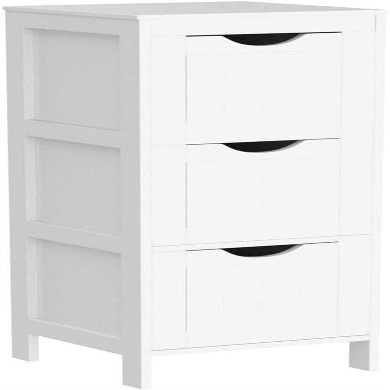 Freestanding Bathroom Storage Cabinet with Adjustable Shelves and Double Doors, White MDF