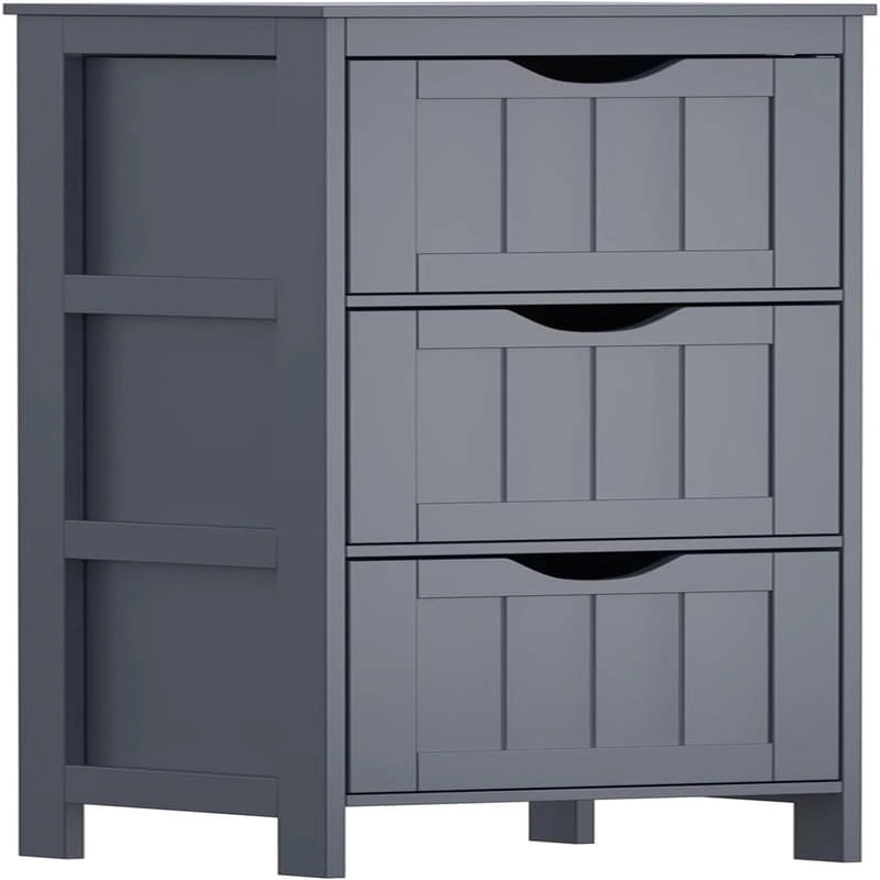 Freestanding Bathroom Storage Cabinet with Adjustable Shelves and Double Doors, White MDF